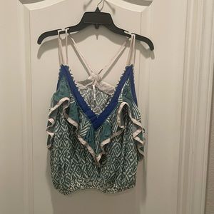 Free People blue and green tank blouse size xs